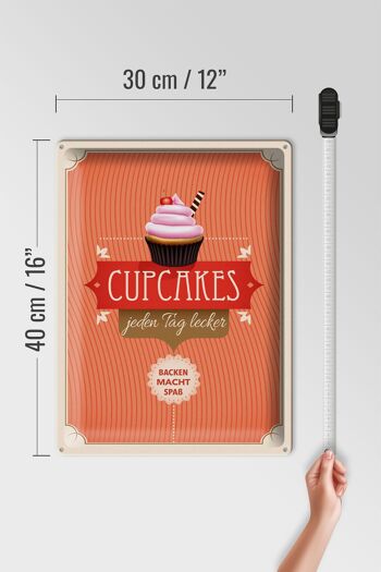 Plaque en tôle indiquant 30x40cm Cupcakes délicieux tous les jours 4