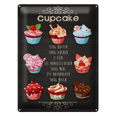 Targa in metallo ricetta cupcake 30x40 cm 120G burro zucchero