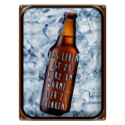 Letrero de chapa que dice 30x40cm La vida es corta con cerveza caliente.