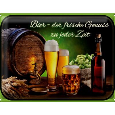 Blechschild Bier 40x30cm frischer Genuss zu jeder Zeit