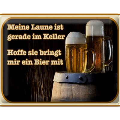 Blechschild Bier 40x30cm Laune gerade im Keller hoffe sie