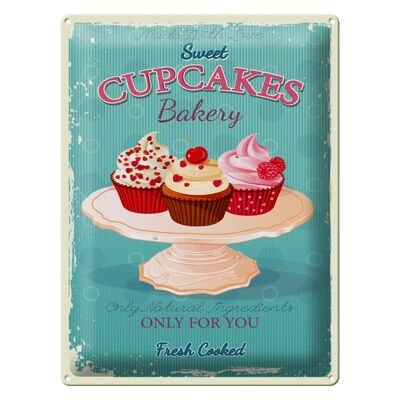 Cartel de chapa Cupcakes 30x40cm hecho con amor dulce panadería