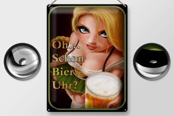 Plaque en tôle disant 30x40cm Pinup Oh déjà l'heure de la bière ? 2