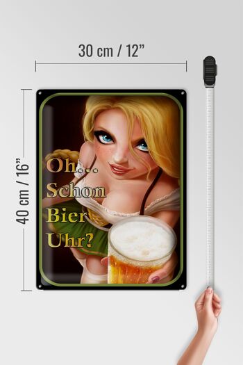 Plaque en tôle disant 30x40cm Pinup Oh déjà l'heure de la bière ? 4