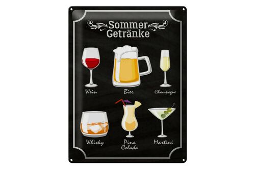 Blechschild Spruch 30x40cm Sommer Getränke Wein Bier