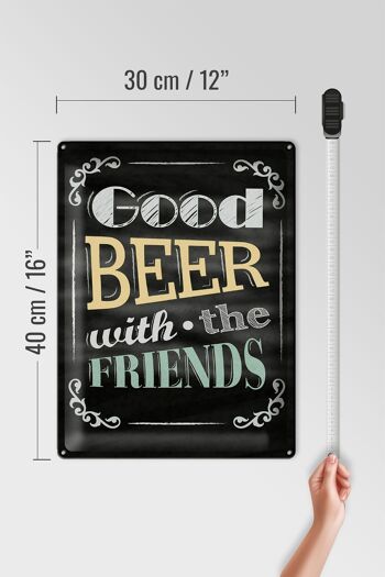 Plaque en tôle 30x40cm "Bonne bière avec les amis" 4