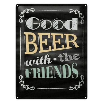 Cartel de chapa que dice 30x40cm buena cerveza con los amigos