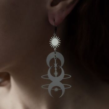 boucles d'oreilles lune - géométrique céleste en acier 13