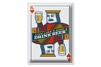 Panneau en étain disant 30x40cm Beer King, boisson Beer King 1