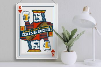 Panneau en étain disant 30x40cm Beer King, boisson Beer King 3