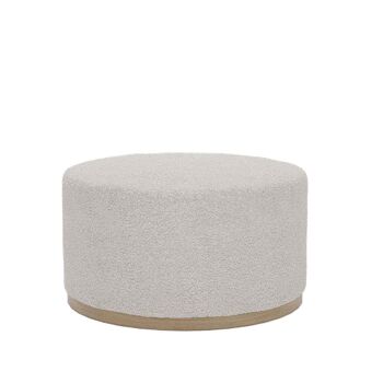 Grand pouf rond ottoman en bouclette blanche Victor 1