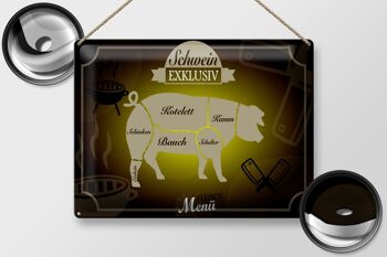 Plaque en tôle viande 40x30cm cochon menu exclusif 2