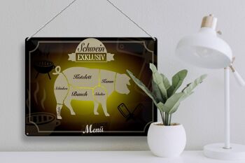 Plaque en tôle viande 40x30cm cochon menu exclusif 3