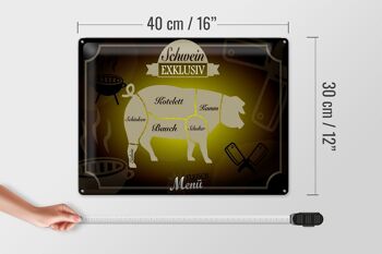 Plaque en tôle viande 40x30cm cochon menu exclusif 4