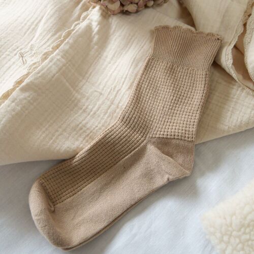 Chaussettes nid d'abeille beige