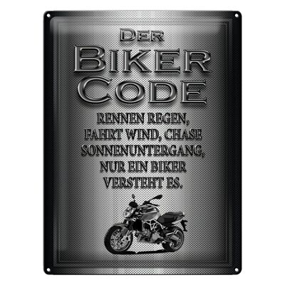 Blechschild Motorrad 30x40cm Biker Code rennen regen wind