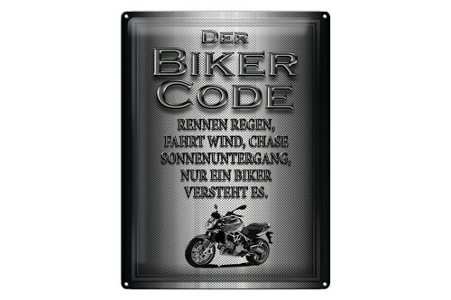 Blechschild Motorrad 30x40cm Biker Code rennen regen wind