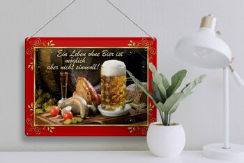 Plaque en tôle disant 40x30cm La vie sans bière n'a pas de sens 3