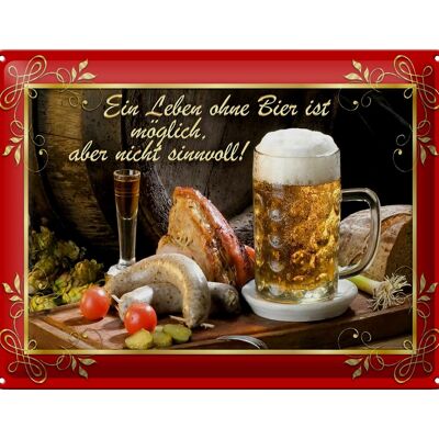 Blechschild Spruch 40x30cm Leben ohne Bier ist sinnlos