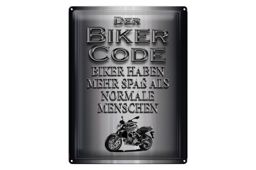 Blechschild Motorrad 30x40cm Biker Code mehr Spaß als normale