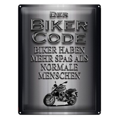 Blechschild Motorrad 30x40cm Biker Code mehr Spaß als normale