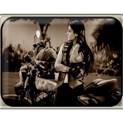 Targa in metallo moto 40x30 cm motociclista ragazza donna motociclista pinup