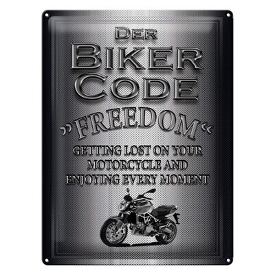 Targa in metallo Moto 30x40 cm Biker Codice Freedom getting