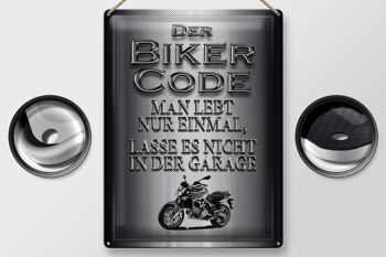 Plaque en tôle pour moto, 30x40cm, Code motard, on ne vit qu'une fois 2