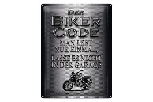 Blechschild Motorrad 30x40cm Biker Code man lebt nur einmal