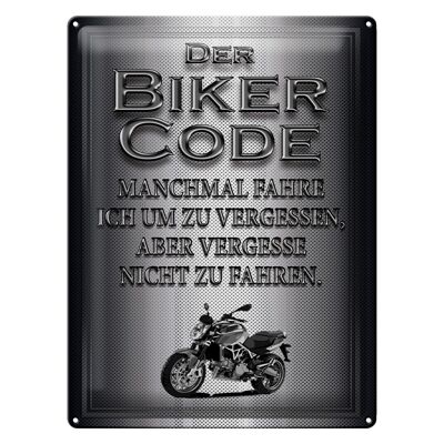 Blechschild Motorrad 30x40cm Biker Code fahren um zu vergessen