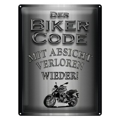 Plaque en tôle moto 30x40cm code motard avec intention