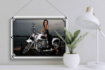 Plaque en étain pour moto, 40x30cm, motard, fille, pin-up, femme 3