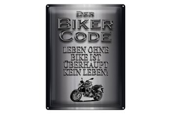 Plaque en tôle moto 30x40cm Biker Code live sans aucune vie 1