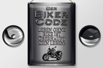 Plaque en tôle moto 30x40cm Biker Code live sans aucune vie 2
