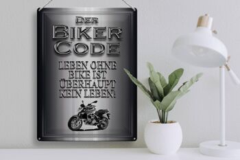 Plaque en tôle moto 30x40cm Biker Code live sans aucune vie 3