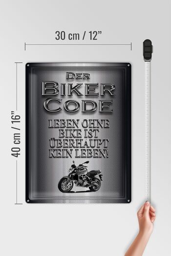 Plaque en tôle moto 30x40cm Biker Code live sans aucune vie 4