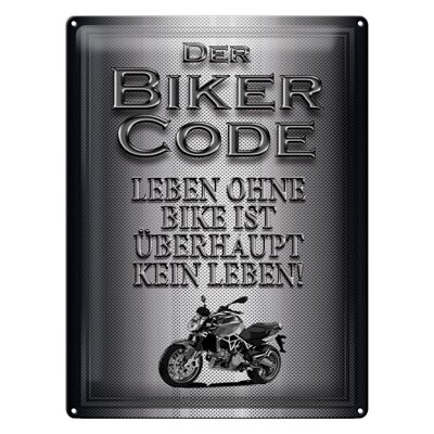 Targa in metallo Moto 30x40 cm Biker Code vivere senza vita