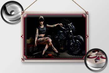 Signe en étain pour moto, 40x30cm, motard, fille, pin-up, femme, tatouage 2