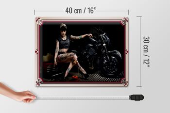 Signe en étain pour moto, 40x30cm, motard, fille, pin-up, femme, tatouage 4