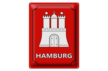 Plaque en tôle Note 30x40cm Armoiries de Hambourg État fédéral 1