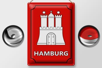 Plaque en tôle Note 30x40cm Armoiries de Hambourg État fédéral 2