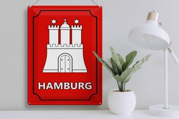 Plaque en tôle Note 30x40cm Armoiries de Hambourg État fédéral 3