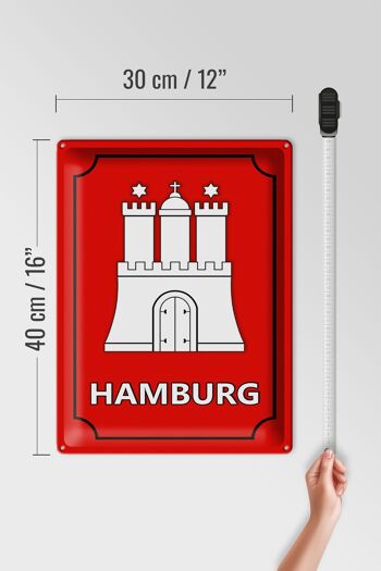 Plaque en tôle Note 30x40cm Armoiries de Hambourg État fédéral 4