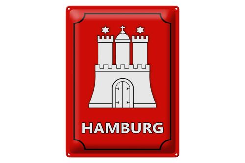 Blechschild Hinweis 30x40cm Hamburg Wappen Bundesland