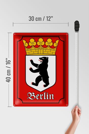 Plaque en tôle Note 30x40cm Armoiries de Berlin État fédéral 4