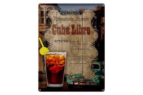 Blechschild Rezept 30x40cm Cuba Libre Zutaten Eiswürfel