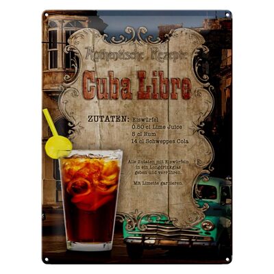 Blechschild Rezept 30x40cm Cuba Libre Zutaten Eiswürfel