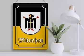 Plaque en tôle note 30x40cm armoiries de la ville de Munich Bavière 3
