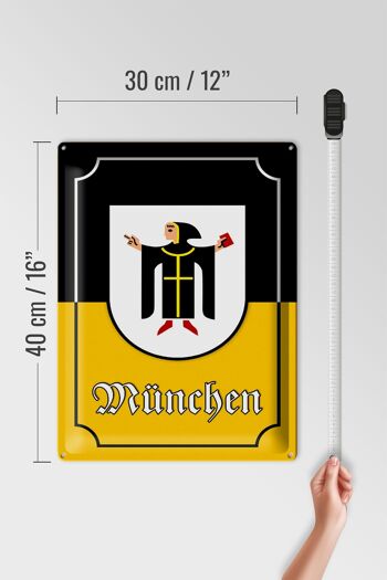 Plaque en tôle note 30x40cm armoiries de la ville de Munich Bavière 4