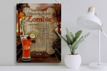 Plaque en tôle recette 30x40cm ingrédients zombie rhum grenadine 3